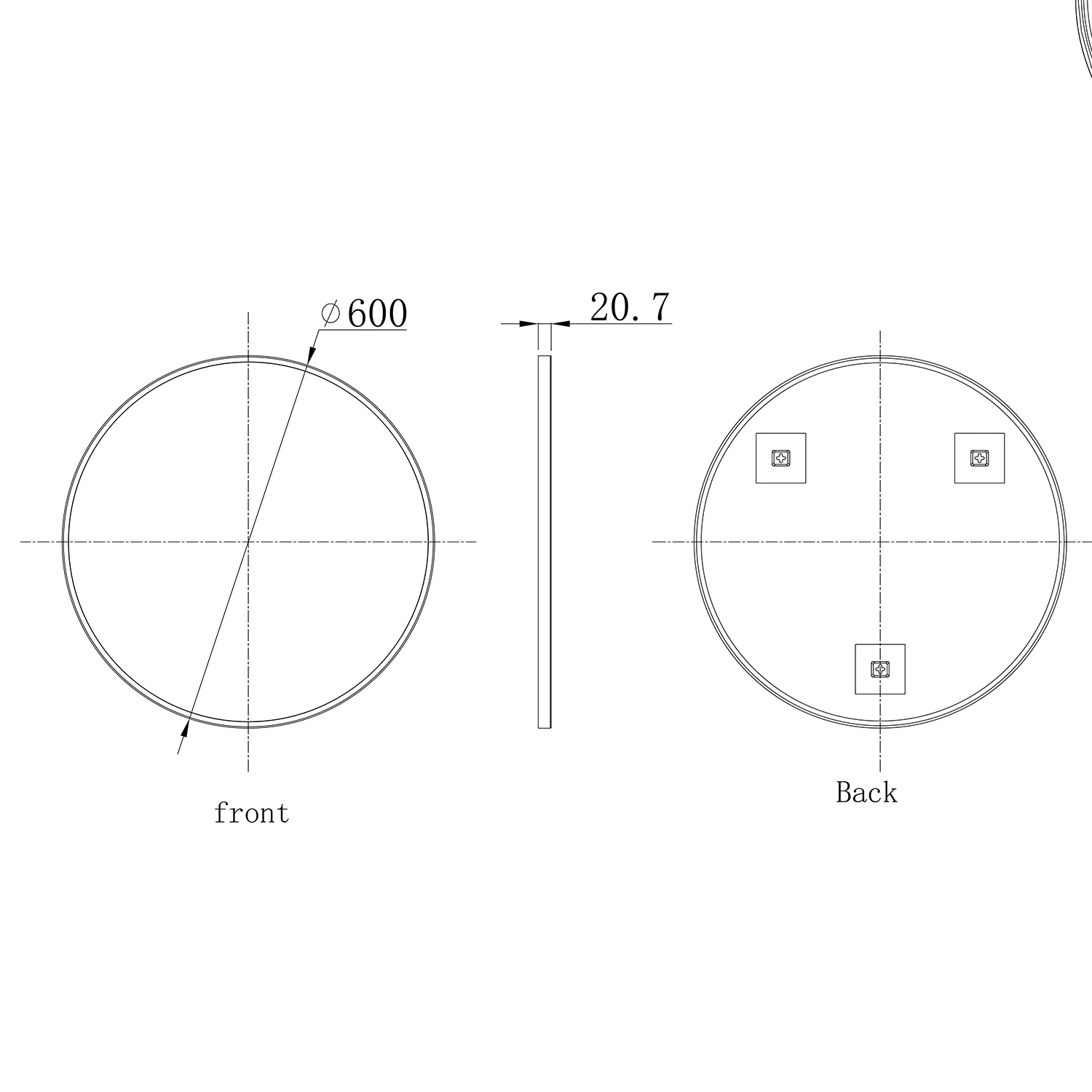 VOS Round Matt Black Framed Mirror - 600mm 9 VOS Round Matt Black Framed Mirror - 600mm - Image 8