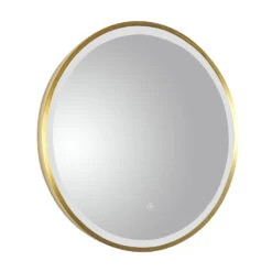 VOS LED Illuminated Round Brushed Brass Framed Mirror With Demister Pad & Colour Change Lights - 600mm 13 VOS LED Illuminated Round Brushed Brass Framed Mirror With Demister Pad & Colour Change Lights - 600mm -Vado Sale Store just taps vos brushed brass 600mm mirror light demister cutout