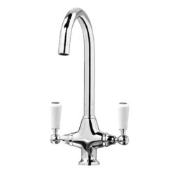 Butler & Rose Fireclay Ceramic White Double Belfast Kitchen Sink, Tap & Waste -Vado Sale Store kb304 cutoutedit