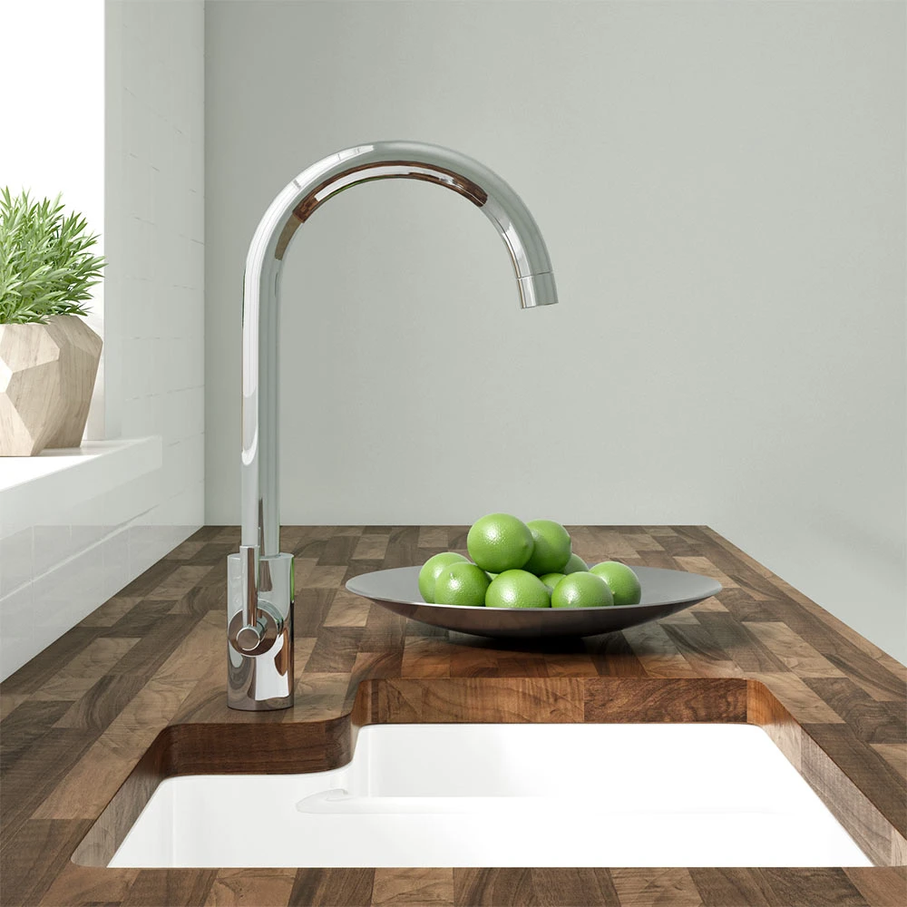 Vellamo Sidra Twin Lever Mono Kitchen Mixer - Polished Chrome 7 Vellamo Sidra Twin Lever Mono Kitchen Mixer - Polished Chrome - Image 5