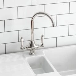 Rangemaster Classic Belfast 1 Bowl White Fireclay Ceramic Sink & Waste And Butler & Rose Victoria Traditional Mono Kitchen Mixer Tap 12 Rangemaster Classic Belfast 1 Bowl White Fireclay Ceramic Sink & Waste And Butler & Rose Victoria Traditional Mono Kitchen Mixer Tap -Vado Sale Store kt13 3 1
