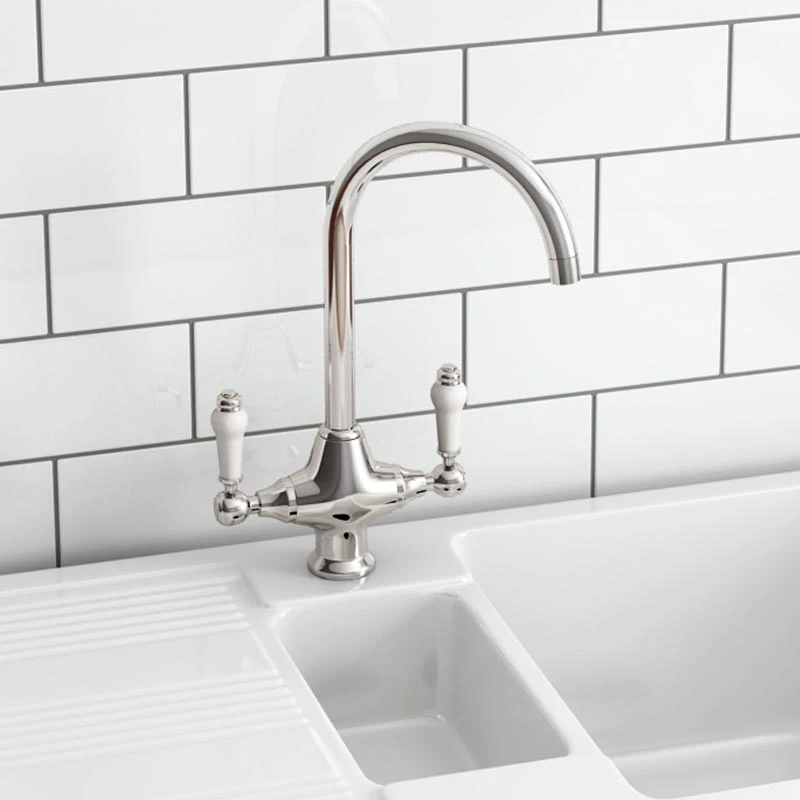 Rangemaster Classic Belfast 1 Bowl White Fireclay Ceramic Sink & Waste And Butler & Rose Victoria Traditional Mono Kitchen Mixer Tap 7 Rangemaster Classic Belfast 1 Bowl White Fireclay Ceramic Sink & Waste And Butler & Rose Victoria Traditional Mono Kitchen Mixer Tap - Image 5