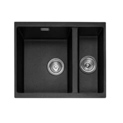 Caple Leesti 1.5 Bowl Desert Sand Undermount Granite Composite Kitchen Sink & Waste Kit - 555 X 460mm -Vado Sale Store lee150uan cutout