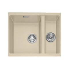 Caple Leesti 1.5 Bowl Desert Sand Undermount Granite Composite Kitchen Sink & Waste Kit - 555 X 460mm -Vado Sale Store lee150uds cutout