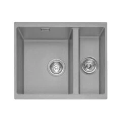 Caple Leesti 1.5 Bowl Desert Sand Undermount Granite Composite Kitchen Sink & Waste Kit - 555 X 460mm -Vado Sale Store lee150upg cutout