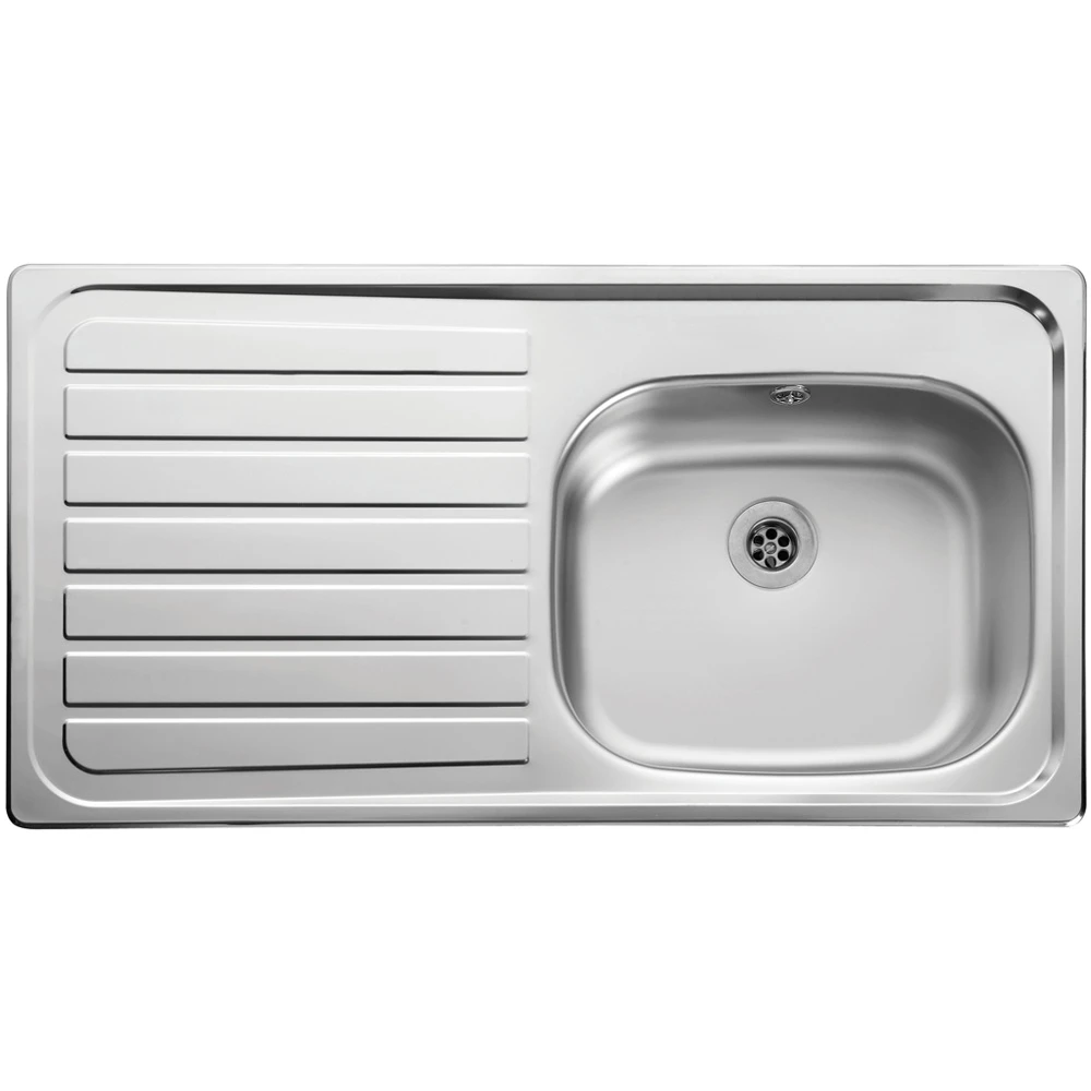 Leisure Lexin Satin Stainless Steel Single Bowl Kitchen Sink With Left Hand Drainer - 950 X 508mm 3 Leisure Lexin Satin Stainless Steel Single Bowl Kitchen Sink With Left Hand Drainer - 950 X 508mm