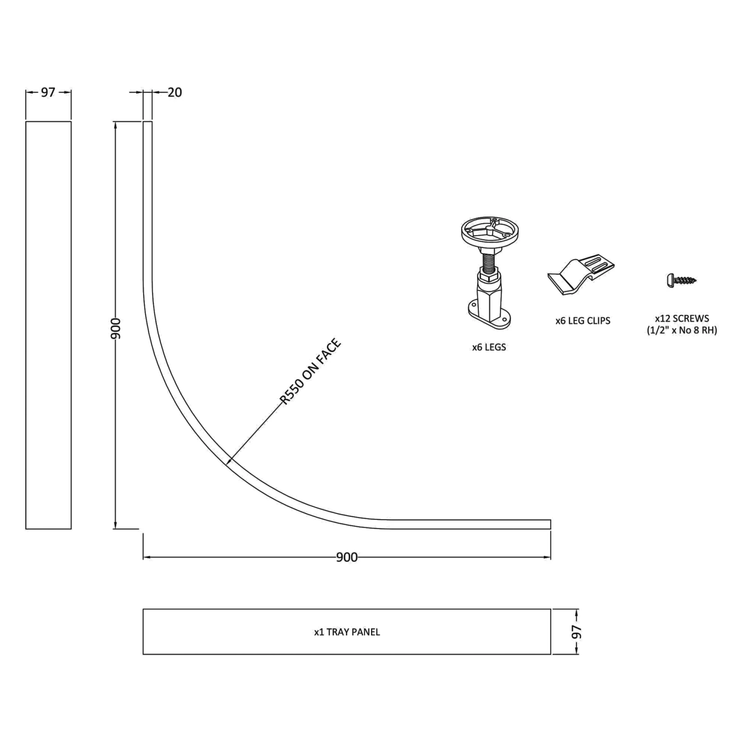 Drench Leg Set & Plinth Kit - For 800 & 900mm Quadrant Shower Trays 6 Drench Leg Set & Plinth Kit - For 800 & 900mm Quadrant Shower Trays - Image 5