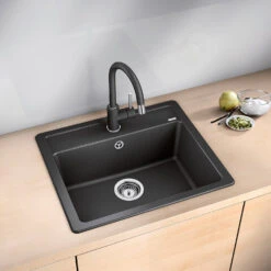 Blanco Legra 6 1 Bowl Soft White Silgranit Composite Kitchen Sink & Waste With Tap Ledge - 585 X 500mm
