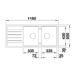 Blanco Legra 8 S 2 Bowl Anthracite Silgranit Composite Kitchen Sink & Waste With Reversible Drainer - 1160 X 500mm -Vado Sale Store legra 8 s line drawing top view cropped