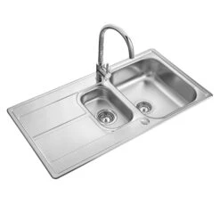 Leisure Aria 1.5 Bowl Satin Stainless Steel Kitchen Sink With Reversible Drainer - 950 X 508mm 11 Leisure Aria 1.5 Bowl Satin Stainless Steel Kitchen Sink With Reversible Drainer - 950 X 508mm -Vado Sale Store leisure aria 1 5 bowl ss 950 508 cutout 1
