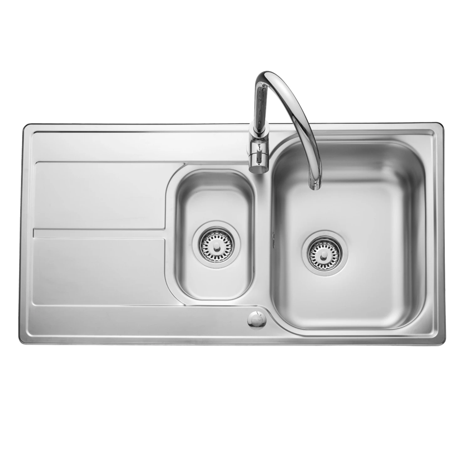 Leisure Aria 1.5 Bowl Satin Stainless Steel Kitchen Sink With Reversible Drainer - 950 X 508mm 4 Leisure Aria 1.5 Bowl Satin Stainless Steel Kitchen Sink With Reversible Drainer - 950 X 508mm - Image 2