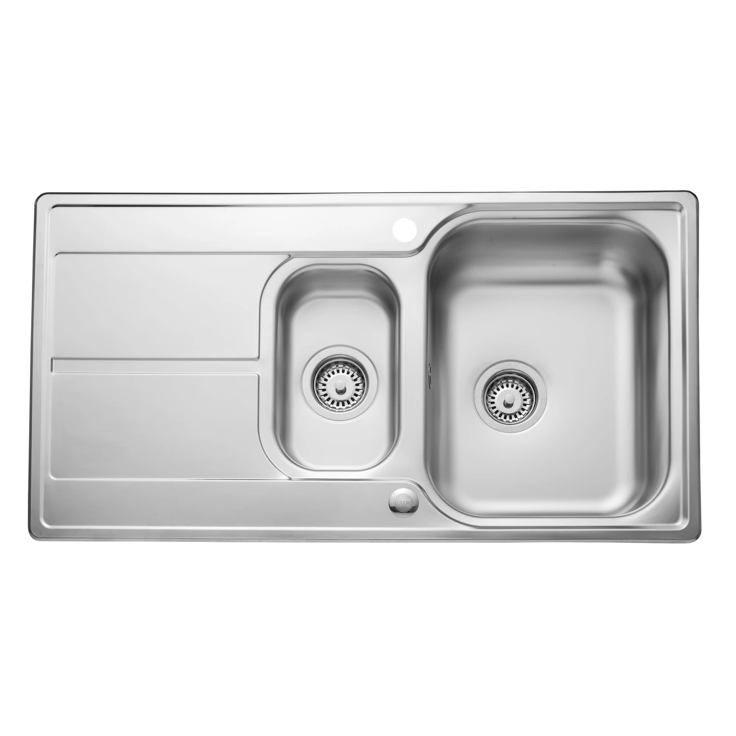 Leisure Aria 1.5 Bowl Satin Stainless Steel Kitchen Sink With Reversible Drainer - 950 X 508mm 8 Leisure Aria 1.5 Bowl Satin Stainless Steel Kitchen Sink With Reversible Drainer - 950 X 508mm - Image 6