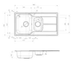 Leisure Aria 1.5 Bowl Satin Stainless Steel Kitchen Sink With Reversible Drainer - 950 X 508mm 15 Leisure Aria 1.5 Bowl Satin Stainless Steel Kitchen Sink With Reversible Drainer - 950 X 508mm -Vado Sale Store leisure aria 1 5 bowl ss 950 508 tech