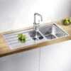 Blanco Lemis 6 S-IF 1.5 Bowl Brushed Stainless Steel Kitchen Sink & Waste With Reversible Drainer - 1000 X 500mm
