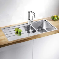 Blanco Lemis 6 S-IF 1.5 Bowl Brushed Stainless Steel Kitchen Sink & Waste With Reversible Drainer - 1000 X 500mm