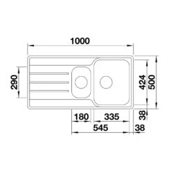 Blanco Lemis 6 S-IF 1.5 Bowl Brushed Stainless Steel Kitchen Sink & Waste With Reversible Drainer - 1000 X 500mm -Vado Sale Store lemis 6 s if line drawing top view cropped