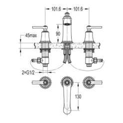 Flova Liberty 3 Hole Basin Mixer With Clicker Waste - Oil Rubbed Bronze -Vado Sale Store li3hbas orb flova liberty 3 hole basin mixers techimage