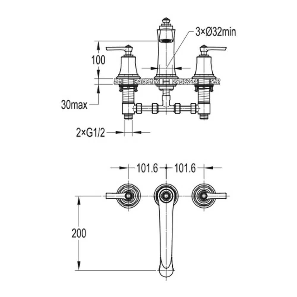 Flova Liberty 3 Hole Deck Mounted Bath Mixer Tap - Oil Rubbed Bronze 5 Flova Liberty 3 Hole Deck Mounted Bath Mixer Tap - Oil Rubbed Bronze - Image 3