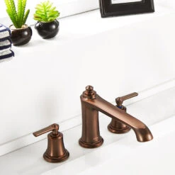 Flova Liberty 3 Hole Deck Mounted Bath Mixer Tap - Oil Rubbed Bronze