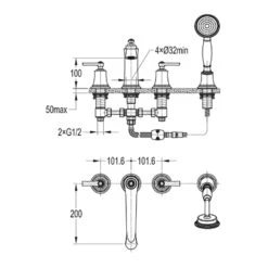 Flova Liberty 4 Hole Deck Mounted Bath Shower Mixer With Pull Out Handset - Chrome 7 Flova Liberty 4 Hole Deck Mounted Bath Shower Mixer With Pull Out Handset - Chrome -Vado Sale Store li4hbsm flova liberty bath shower mixers techimage