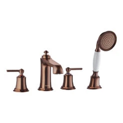 Flova Liberty 4 Hole Deck Mounted Bath Shower Mixer With Pull Out Handset - Oil Rubbed Bronze