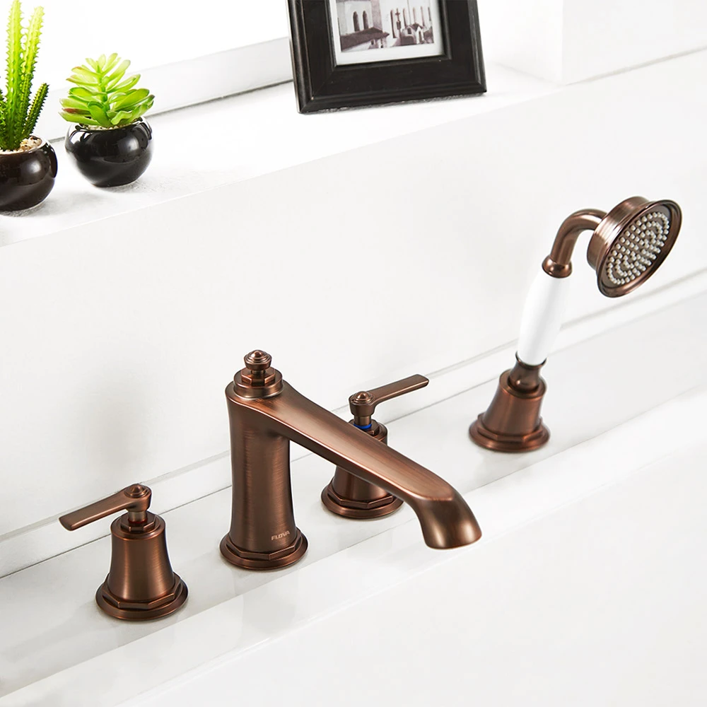 Flova Liberty 4 Hole Deck Mounted Bath Shower Mixer With Pull Out Handset - Oil Rubbed Bronze 4 Flova Liberty 4 Hole Deck Mounted Bath Shower Mixer With Pull Out Handset - Oil Rubbed Bronze - Image 2