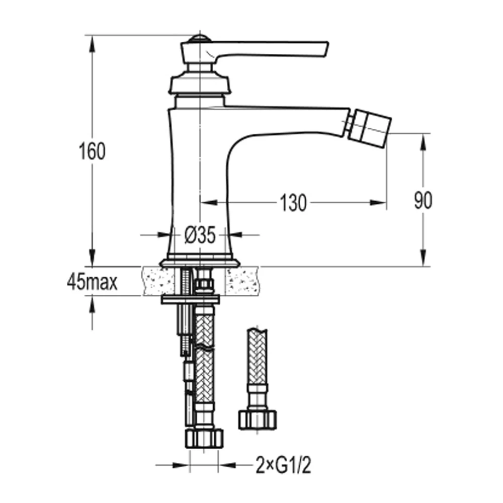 Flova Liberty Single Lever Mono Bidet Mixer With Clicker Waste - Oil Rubbed Bronze 4 Flova Liberty Single Lever Mono Bidet Mixer With Clicker Waste - Oil Rubbed Bronze - Image 2
