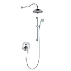 Flova Liberty Concealed Manual Mixer Valve With Overhead Shower & Slide Rail Kit - Chrome