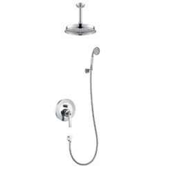 Flova Liberty Concealed Manual Mixer Valve With Ceiling Mounted Rainshower & Handset Kit - Chrome