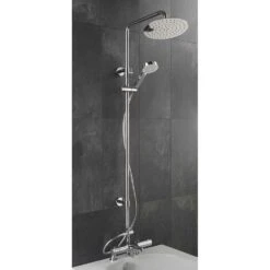 Sagittarius Logic Deck Mounted Thermostatic Bath Filler With Rigid Riser Shower Kit
