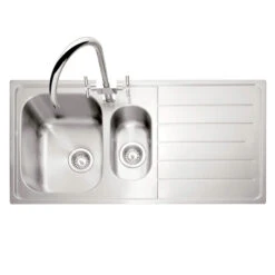 Caple Lyon 1.5 Bowl Satin Stainless Steel Sink & Waste Kit With Left Hand Drainer - 1000 X 500mm