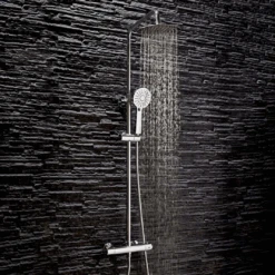 Vellamo Marvel WRAS-Approved Modern Thermostatic Shower Set With Thin Fixed Head