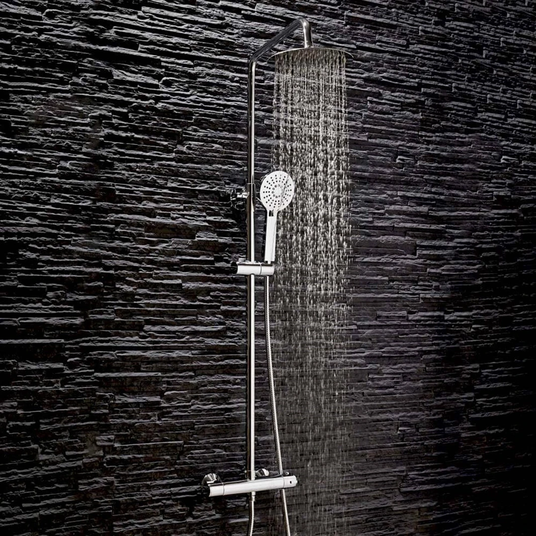 Vellamo Marvel WRAS-Approved Modern Thermostatic Shower Set With Thin Fixed Head 3 Vellamo Marvel WRAS-Approved Modern Thermostatic Shower Set With Thin Fixed Head
