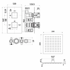 Matthew Concealed Shower Valve & 300mm Head - 300mm Wall Arm -Vado Sale Store matthew shower vale 200 fixed head tech