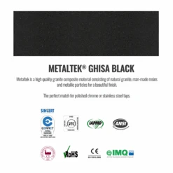 Reginox Ego Ghisa Black Granite 1.5 Bowl Kitchen Sink & Vellamo Savu Mono Pull Out Kitchen Mixer -Vado Sale Store metaltek ghisa 3