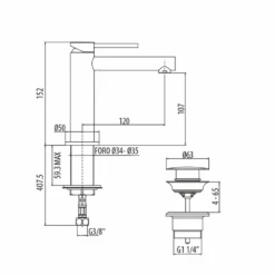 Miller Polished Brass Mono Basin Mixer With Click-Clack Waste -Vado Sale Store miller basin tap clicker waste 1940mp tech