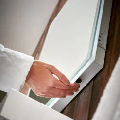 Harbour Glow LED Bluetooth Mirror With Demister Pad & Shaver Socket - 500 X 700mm 12 Harbour Glow LED Bluetooth Mirror With Demister Pad & Shaver Socket - 500 X 700mm -Vado Sale Store mirror sensor detail