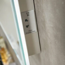 Harbour Glow LED Bluetooth Mirror With Demister Pad & Shaver Socket - 500 X 700mm 13 Harbour Glow LED Bluetooth Mirror With Demister Pad & Shaver Socket - 500 X 700mm -Vado Sale Store mirror socket detail