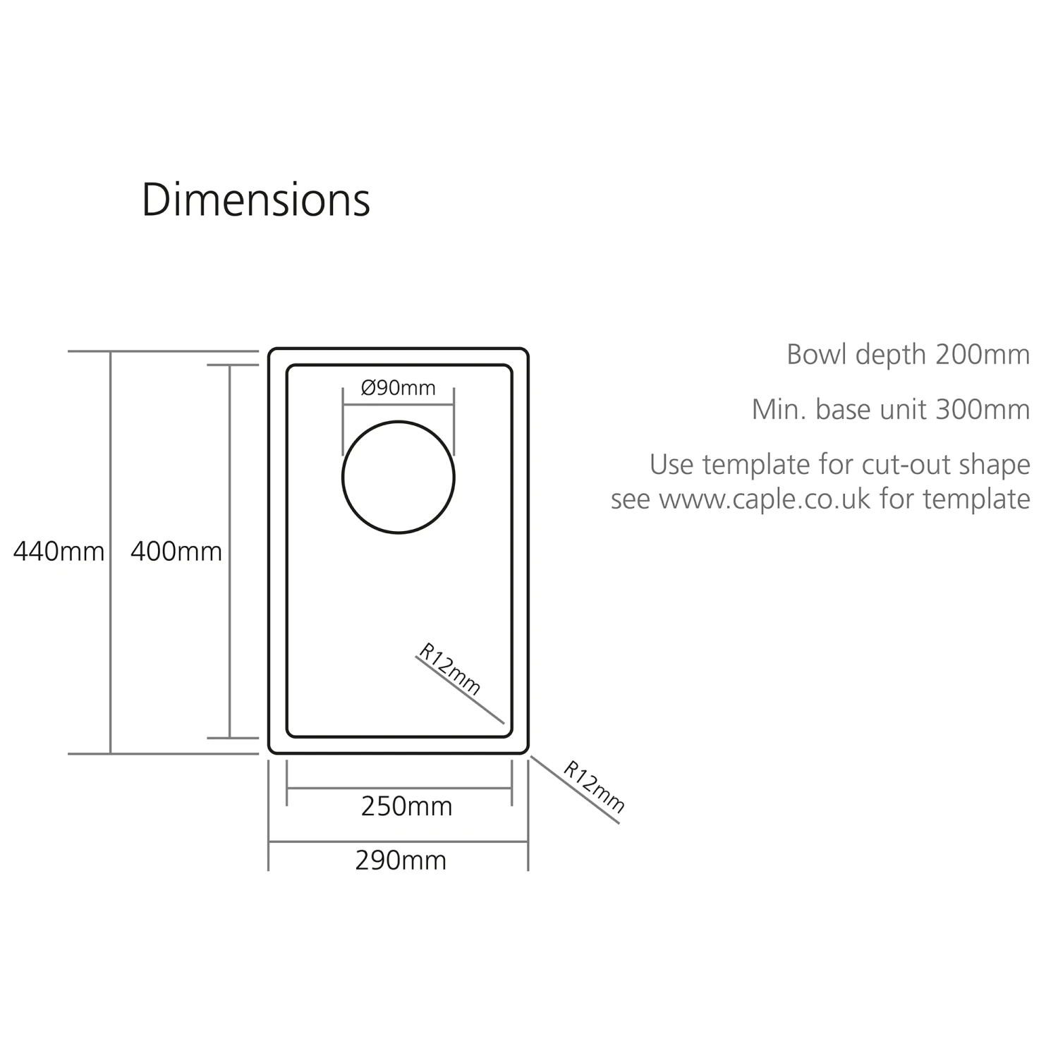 Caple Mode 0.5 Bowl Inset Or Undermount Brushed Stainless Steel Sink & Waste Kit - 290 X 440mm 6 Caple Mode 0.5 Bowl Inset Or Undermount Brushed Stainless Steel Sink & Waste Kit - 290 X 440mm - Image 4