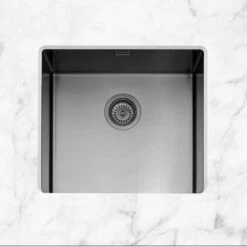 Caple Mode 1 Bowl Inset Or Undermount Gunmetal Brushed Stainless Steel Sink & Waste Kit - 490 X 440mm