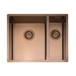 Caple Mode 1.5 Bowl Inset Or Undermount Copper Stainless Steel Sink & Waste Kit With Right Hand Small Bowl - 555 X 440mm -Vado Sale Store mode3415r co cutout