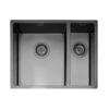 Caple Mode 1.5 Bowl Inset Or Undermount Gunmetal Stainless Steel Sink & Waste Kit With Right Hand Small Bowl - 555 X 440mm