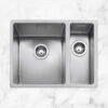 Caple Mode 1.5 Bowl Inset Or Undermount Brushed Stainless Steel Sink & Waste Kit With Right Hand Small Bowl - 555 X 440mm -Vado Sale Store mode3415r lifestyle