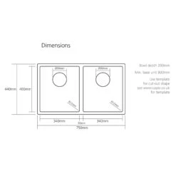 Caple Mode 2 Bowl Inset Or Undermount Brushed Stainless Steel Sink & Waste Kit - 750 X 440mm 9 Caple Mode 2 Bowl Inset Or Undermount Brushed Stainless Steel Sink & Waste Kit - 750 X 440mm -Vado Sale Store mode3434 tech