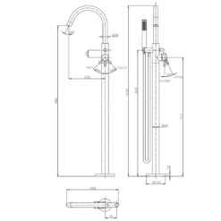 Crosswater MPRO Floorstanding Bath And Shower Mixer With Shower Kit - Brushed Stainless Steel 19 Crosswater MPRO Floorstanding Bath And Shower Mixer With Shower Kit - Brushed Stainless Steel -Vado Sale Store mpro floorstanding brass tap pro416ff tech