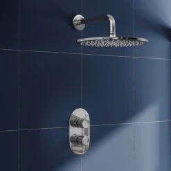 Natasha Concealed Thermostatic Shower Valve & ABS Fixed Shower Head - 150mm Ceiling Shower Arm