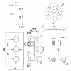 Nina Concealed Shower Valve, 300mm Head & Handset - 300mm Wall Arm -Vado Sale Store nina shower valve 200 fixed head handset tech