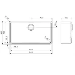 Reginox Ohio Single Bowl Stainless Steel Undermount Or Inset Kitchen Sink & Waste - 840 X 460mm 9 Reginox Ohio Single Bowl Stainless Steel Undermount Or Inset Kitchen Sink & Waste - 840 X 460mm -Vado Sale Store ohio80x42 line drawing