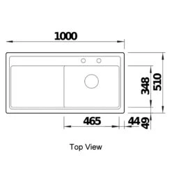 Thomas Denby Opus XL 1 Bowl Basalt Satin Ceramic Kitchen Sink & Regency Copper Presto Automatic Waste With Right Hand Drainer - 1000 X 510mm -Vado Sale Store opus xl ceramic sink tech drawing