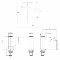 Vellamo City Waterfall Basin Mixer & Bath Filler Value Pack -Vado Sale Store pek 001 003 bundle technical drawing
